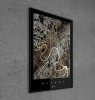 Mapa Moskwy - Czarno złoty plakat miasta w ramie