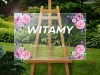 Przeźroczysta tablica powitalna z plexi - motyw różowych kwiatów