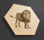 Obraz na drewnie heksagon - Lew