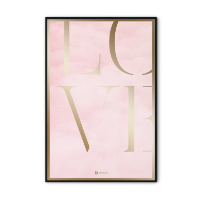 Złoty plakat - LOVE (plakat w ramie)
