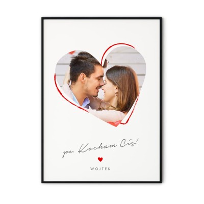 Plakat zdjęcie w kształcie serca - Ps. Kocham Cię
