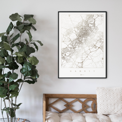 Mapa Madryt - złoty plakat miasta świata - biały