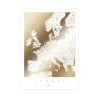 Mapa Europy - złoty plakat - biały