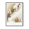 Mapa Europy - złoty plakat - biały (w ramie)