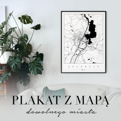 Plakat z mapą Twojego miasta - biała