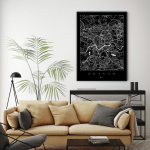 Kraków - plakat mapa miasta - czarna