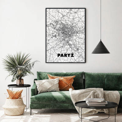 Plakat mapa miasta świata - Paryż - klasyczna