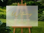Satynowa tablica na wesele "Witamy" Geometryczny