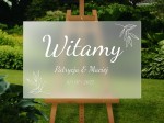 Satynowa tablica na wesele "Witamy" Minimalistyczny