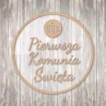 Koło dekoracyjne z napisem - Komunia Święta - IHS