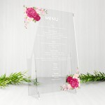 Menu weselne na stół na plexi - Czerwone róże