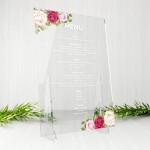 Menu weselne na stół na plexi - Trójkolorowe róże