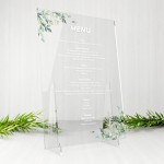 Menu weselne na stół na plexi - Zielone gałązki