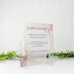 Zaproszenia ślubne na plexi - Złoty heksagon 