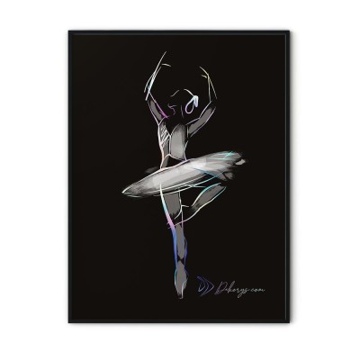 Plakaty metaliczne - Hologramowy plakat w ramie - Baletnica